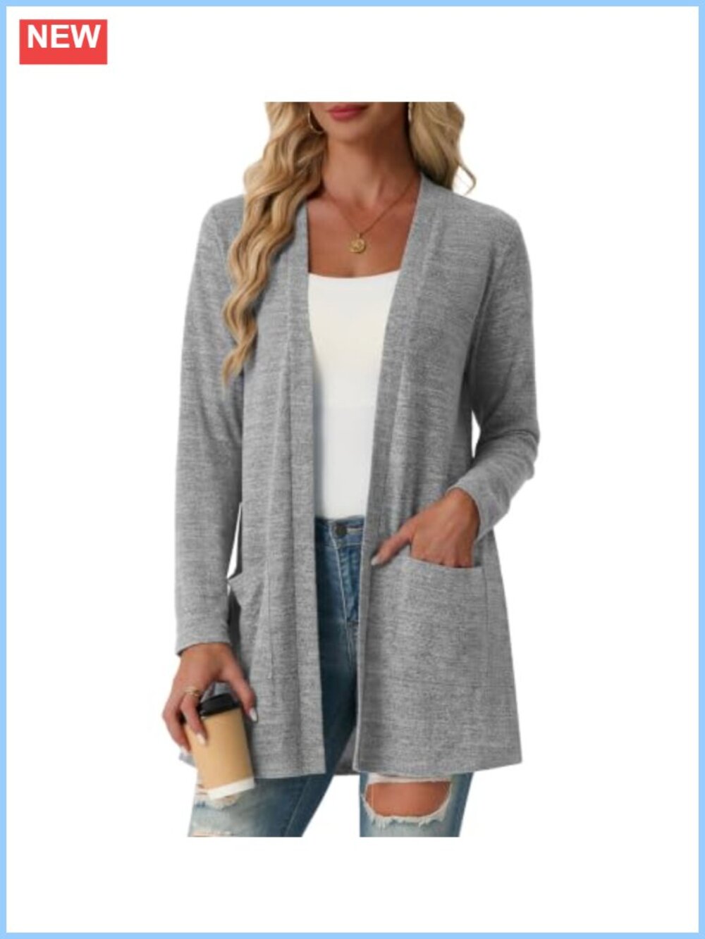 Lightweight Open Front Cardigan Sweater for Women Long Sleeve